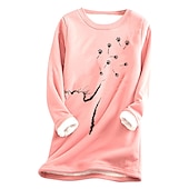 ieftine Hanorace căptușite cu fleece-Pentru femei Mărime Plus Hanorac pulover Cămăși din lână Pisica Cald Activ Plover Manșon Lung Rotund Crewneck Topuri obișnuite Stradă Casual Negru Galben Roz Îmbujorat Roșu-aprins Albastru piscină