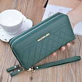 baratos saco de telefone universal-Carteira feminina longa, bolsas femininas, porta-moedas, porta-cartões, carteiras com zíper duplo, embreagem de couro pu, dinheiro de luxo, bolsa para telefone