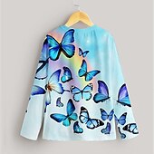 cheap Girl&#039;s 3D Cartoon-Girls&#039; 3D Rainbow Butterfly T shirt Long Sleeve 3D Print Fall Active Kids 4-12 Years Regular Fit