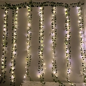abordables Lumières de cordes solaires-Guirlande lumineuse solaire à LED de 2 m pour réception de mariage élégante – 8 modes, blanc chaud, étanche IP65, feuilles de lierre suspendues pour cour, décoration murale