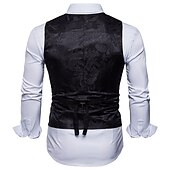 levne Gilety-Pánské Kamizelka Vesta Formální Svatební Párty Podium Chytré příležitostné Polyester Geometrický Do V Běžný Černá Bílá Žlutá Rubínově červená Vesta