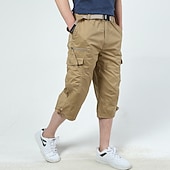 Χαμηλού Κόστους Κλασσικός-Ανδρικά Σορτς φορτίου σορτς κάπρι Κάπρι παντελόνια Pantaloni Scurți de Drumeție Ελαστική μέση Πολλαπλή τσέπη Με Ζώνη Σκέτο Άνεση Αναπνέει Μήκος μοσχάρι Καθημερινά Αθλητικά Streetwear