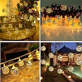 cheap Solar String Lights-Elegant Wedding Party Reception Solar LED String Lights - Moroccan Ball Outdoor Garden Lights, Waterproof 10M-50LED, 7M-30LED, 5M-20LED Globe Lanterns for Home Decoration