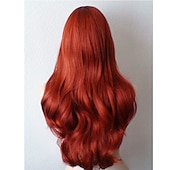 baratos Perucas de festa-peruca de sereia jessica rabbit ondulado longo cabelo ruivo cobre pequena sereia princesa ariel resistente ao calor cosplay traje peruca peruca de carnaval