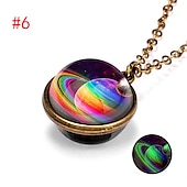 cheap Necklaces &amp; pendants-farjing planet necklace, glow in the dark galaxy system double sided glass dome planet necklace pendant jewelry gift