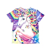 olcso Lány 3D mese-Lány 3D Grafika Állat Szivárvány Póló Rövid ujjú 3D nyomtatás Nyár Aktív aranyos stílus Gyerekek 2-13 év Iskola