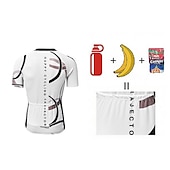 abordables Maillots pour hommes-Homme Maillot Velo Cyclisme Manche Courte Cyclisme Maillot Top avec 3 poches arrière VTT Vélo tout terrain Vélo Route Respirable Séchage rapide Résistant aux ultraviolets Zip frontal Blanche Jaune