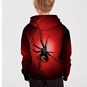 abordables Animaux 3D pour Garçon-Sweat à capuche Garçon Enfants manche longue 3D effet SPIDER Rouge Enfants Hauts Automne Actif Le style mignon Ecole Extérieur du quotidien Standard 4-12 ans