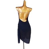 levne soutěžní šaty-tanec salsa latin dance dress čistý barevný tyl dámské tréninkové představení bez rukávů chinlon