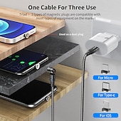 お買い得  スマホケーブル-マルチ充電ケーブル 60W 3.3フィート 6.6フィート USBCからLightning/マイクロ/USBC 3 A 急速充電 ナイロン編組 耐久 磁石バックル 用途 サムスン Xiaomi Huawei 携帯電話アクセサリー