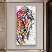 abordables Pinturas de animales-pintura al óleo hecha a mano pintada a mano arte de la pared mintura moderno abstracto caballo animal decoración del hogar decoración lienzo enrollado sin marco sin estirar