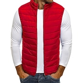 economico Gilet Puffer da Uomo-Per uomo Gilet trapuntato Cardigan Uscire Casual Tutte le stagioni Tasca Poliestere Semplice Cerniera Collo alla coreana Vestibilità regolare Nero Rosso Blu marino Grigio Gilet