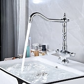 preiswerte Küchenarmaturen-Kitchen Faucet,Two Handles One Hole Antique Brass / Electroplated / Painted Finishes Standard Spout Centerset Antique Kitchen Taps