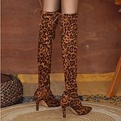 cheap Fashion Boots-Women&#039;s Black Over-the-Knee Stiletto Heeled Boots – Stretch Elastic Fabric Thigh-High Pointed Toe Boots for Fall and Winter Fashion