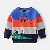 billiga Pojkars grundläggande hoodie-tröjor-Pojkar 3D Djur Tecknat Tiger Tröja Långärmad Höst Vinter Aktiv Grundläggande Barn 3-8 år Utomhus Inomhus Normal