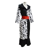 levne Dámské Kostýmy-Sto a jeden dalmatin Cruella de Vil Šaty Cosplay kostým Maškarní prázdniny Filmové kostýmy for Dámské Dospělé Karneval Plesová maškaráda