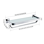 economico Mensole per il bagno-doccia caddy moderno bagno multifunzionale rack di stoccaggio con portasciugamani in acciaio inox ispessito portasciugamani bagno in vetro temperato cosmetici forniture per il bagno rack di stoccaggio