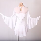 ieftine Rochii de patinaj artistic-Rochie de Patinaj Artistic Pentru femei Fete Πατινάζ στο πάγο Rochii Ținute Alb Bleumarin Albastru celest Peteci Plasă Spandex Înaltă Elasticitate Antrenament Profesional Competiție Ținută Patinaj