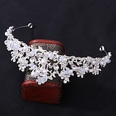 voordelige Tiara&#039;s en Kroon-Kroon Tiara&#039;s Haarbanden Hoofddeksel Imitatie Parel Rhinestone Bruiloft Feest  Avond Retro Zoet Met Nepparel Kristal  Rhinestone Hoofddeksel jurk om indruk te maken