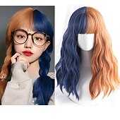 baratos Perucas de festa-Peruca Curta de Onda Natural resistente ao calor Cabelo sintético peruca bob Lolita adolescente com franja Cabelo de Cosplay peruca completa feminina Perucas de Halloween