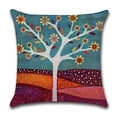 baratos estilo floral e plantas-conjunto de 5 fronhas estilo pastrol pintura a óleo capa de almofada sofá para casa almofada de linho falso para sofá-cama cadeira