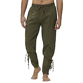 baratos calça casual-Homens Corredor Calças Calça casual Com Cordão Cintura elástica Côr Sólida Palco Streetwear Moda Punk e gótico Ajuste Largo Preto Branco