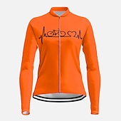 ieftine Tricouri pentru femei-Pentru femei Jersey de ciclism Inimă Grafic Amuzant Manșon Lung Bicicletă Jerseu Topuri cu 3 buzunare spate Ciclism montan Ciclism stradal Uscare rapidă Dungi reflectorizante Înapoi de buzunar