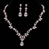voordelige Accessoires en meer-Bruidssieradensets 1 set Kubieke Zirkonia Koper 1 Ketting Oorbellen Dames Luxe Elegant Laten vallen Sieraden set Voor Bruiloft Feest Vuosipäivä