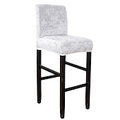 cheap Dining Chair Cover-Velvet Bar Stool Covers Stretch, Burgundy Soft Non Slip Height Stool Covers with Elastic Bottom Removable Washable High Seat Chair Protectors for Dining Room Kitchen Barstool