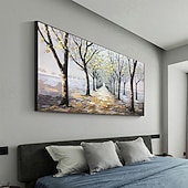 voordelige Schilderijen van landschappen-olieverfschilderij handgemaakte handgeschilderde kunst aan de muur abstract landschap groen trail woondecoratie decor gerold canvas geen frame niet uitgerekt