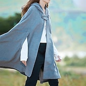 abordables Abrigos de Invierno-Mujer Abrigo Capa / Capas Chaqueta con capucha Fiesta Navidad Ocasión especial Otoño Invierno Abrigo Ajuste regular Resistente al Viento Mantiene abrigado Adorable Artístico / Retro Elegante Chaquetas