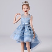 baratos Vestidos floridos-Vestido para Meninas das Flores Para Meninas Vestido Vestido de princesa Vestido de festa Espetáculo Casamento Festa Estilo bonito Princesa Doce Dia da Criança Com Transparência Multi Camadas Floral