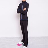 levne Oblečení na trénink v krasobruslení-Bunda na krasobruslení a kalhoty Pánské Chlapecké Buz Pateni sako Kalhoty Legíny černá / modrá Díra na palec Fleece Spandex Vysoká pružnost Trénink Cvičení Soutěž Bruslařské oblečení Zahřívací Ručn