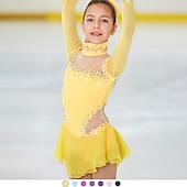 cheap Figure Skating Dresses-Figure Skating Dress Women's Girls' Ice Skating Dress Outfits Violet White Black Spandex High Elasticity Competition Skating Wear Warm Handmade Jeweled Rhinestone Long Sleeve Ice Skating Figure