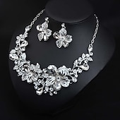 abordables Conjuntos de joyas-Conjuntos de joyería nupcial de boda de otoño traje de dos piezas circonio cúbico alianza de strass 1 collar aretes declaración de mujeres set de joyería irregular con forma floral clásica europea