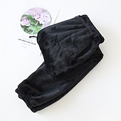 billiga Sov botten-Herr Vardagsklädsel Pyjamasbyxor i flanell Sovkläder Lounge Byxor Ren färg Mode Enkel Hem Säng Polyester Byxa Elastisk midja Vinter Höst Svart Blå