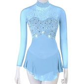 preiswerte Eiskunstlaufkleider-Eiskunstlaufkleid Damen Mädchen Eislaufen Kleider Austattungen Gelb Dunkelrot Dunkelmarine Patchwork Gitter Spandex Hochelastisch Praxis Professionell Wettbewerb Eiskunstlaufkleidung Kristalle