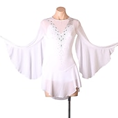 ieftine Rochii de patinaj artistic-Rochie de Patinaj Artistic Pentru femei Fete Πατινάζ στο πάγο Rochii Ținute Alb Bleumarin Albastru celest Peteci Plasă Spandex Înaltă Elasticitate Antrenament Profesional Competiție Ținută Patinaj