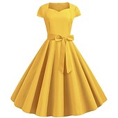 cheap Historical &amp; Vintage Costumes-Retro Vintage 1950s Vacation Dress Flapper Dress Swing Dress Christmas Party Dress Audrey Hepburn Women's Cosplay Costume Masquerade Casual Daily Dress Attire Christmas Party