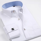 cheap Men&#039;s Dress Shirts-Men&#039;s Shirt Dress Shirt French Cuff Shirt Blue Yellow Pink Purple Long Sleeve Collar Wedding Business Smart Casual Clothing Apparel
