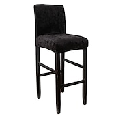 cheap Dining Chair Cover-Velvet Bar Stool Covers Stretch, Burgundy Soft Non Slip Height Stool Covers with Elastic Bottom Removable Washable High Seat Chair Protectors for Dining Room Kitchen Barstool