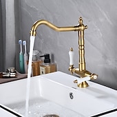 preiswerte Küchenarmaturen-Kitchen Faucet,Two Handles One Hole Antique Brass / Electroplated / Painted Finishes Standard Spout Centerset Antique Kitchen Taps