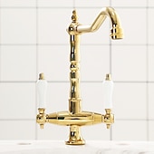 preiswerte Küchenarmaturen-Kitchen Faucet,Two Handles One Hole Antique Brass / Electroplated / Painted Finishes Standard Spout Centerset Antique Kitchen Taps