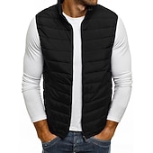 economico Gilet Puffer da Uomo-Per uomo Gilet trapuntato Cardigan Uscire Casual Tutte le stagioni Tasca Poliestere Semplice Cerniera Collo alla coreana Vestibilità regolare Nero Rosso Blu marino Grigio Gilet