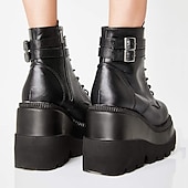 levne Platformové boty-Dámské Boty Boty na platformě Lolita Boty Demonia Párty Denní Pevná barva 3D Kotníkové boty Booties Platforma Klínový podpatek Módní sportovní Na běžné nošení Chůze PU kůže Umělá kůže Zip Černá Bíl