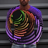 cheap 3D T shirts-Men&#039;s Graphic Prints Spiral Stripe T shirt Long Sleeve T shirt 3D Print Crew Neck Shirt Designer Casual Big and Tall Daily Holiday A B C Spring &amp;  Fall Clothing Apparel S M L XL XXL 3XL 4XL