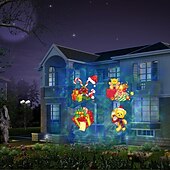 abordables Lumières de Noël-Projecteur à LED de noël Lumière de projecteur à vague d&#039;eau 2 en 1 avec 16 motifs commutables Spectacle de lumière de paysage étanche pour la célébration d&#039;anniversaire d&#039;halloween et décoration de