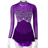 preiswerte Eiskunstlaufkleider-Eiskunstlaufkleid Damen Mädchen Eislaufen Kleider Austattungen Gelb Dunkelrot Dunkelmarine Patchwork Gitter Spandex Hochelastisch Praxis Professionell Wettbewerb Eiskunstlaufkleidung Kristalle