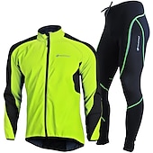 cheap Men&#039;s Jackets &amp; Gilets-Nuckily Men&#039;s Cycling Jacket with Pants Fleece Jacket Winter Thermal Warm Windproof 3D Pad Breathable Bike Windbreaker Clothing Suit Mountain Bike MTB Road Bike Cycling Green Red Blue Bike Wear