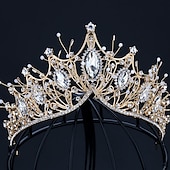 preiswerte Haarstyling-Zubehör-Strasslegierung große Krone handgefertigte Accessoires atmosphärisches Styling Haarschmuck goldene Kleidkrone